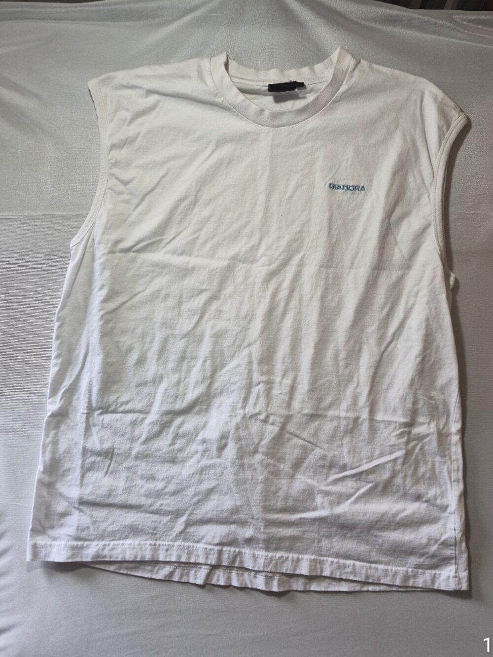 Diadora Vintage White Sleeveless Tee Size XXXL Vertical Logo